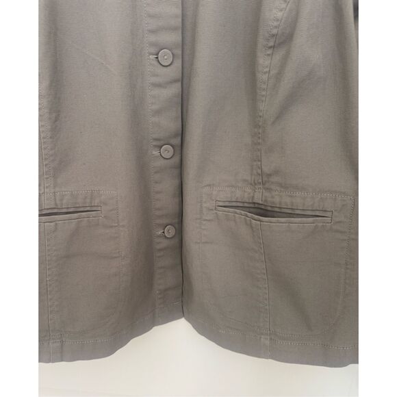 Eileen Fisher Mandarin Collar Long Sleeve Button Front Shirt Jacket Gray 1X - Picture 9 of 10